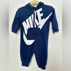 Nike Infant Baby boy Hooded Zip up onesie Navy 6 months coverall